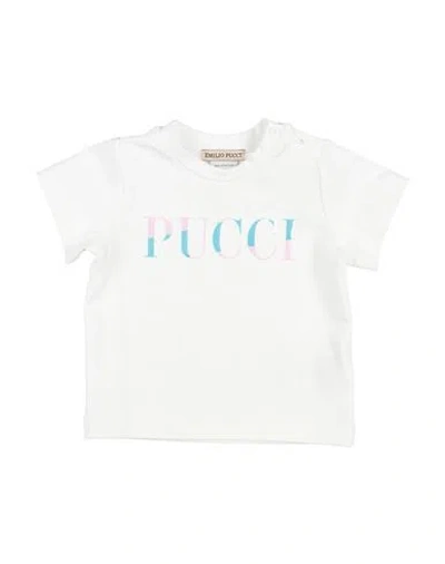 Pucci Babies'  Newborn Girl T-shirt White Size 3 Cotton, Elastane