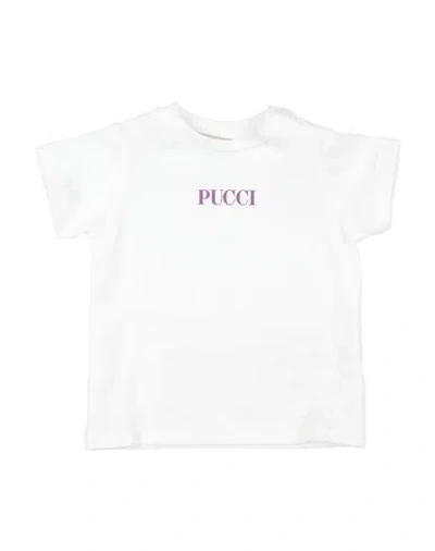 Pucci Babies'  Newborn Girl T-shirt White Size 3 Cotton, Elastane