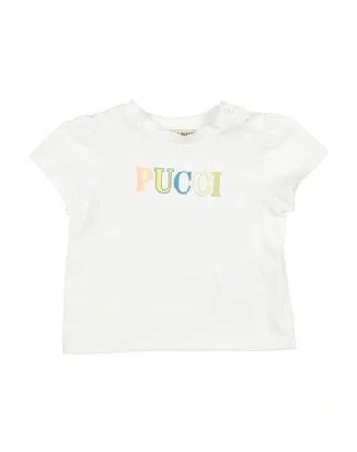 Pucci Babies'  Newborn Girl T-shirt White Size 3 Cotton, Elastane