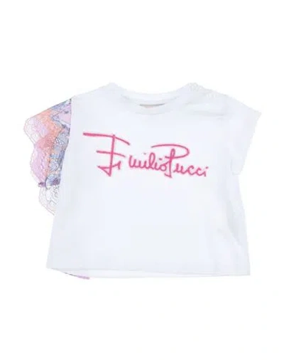 Pucci Babies'  Newborn Girl T-shirt White Size 3 Cotton, Elastane