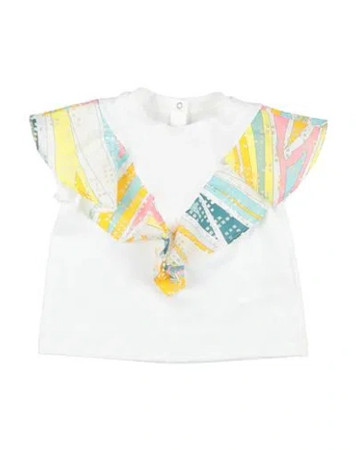 Pucci Babies'  Newborn Girl T-shirt White Size 3 Cotton, Polyester In Multi