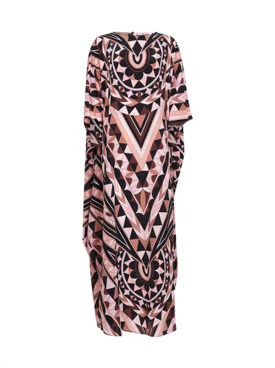 Pucci Nude Manuba-print Silk Crepe Long Caftan In Multi