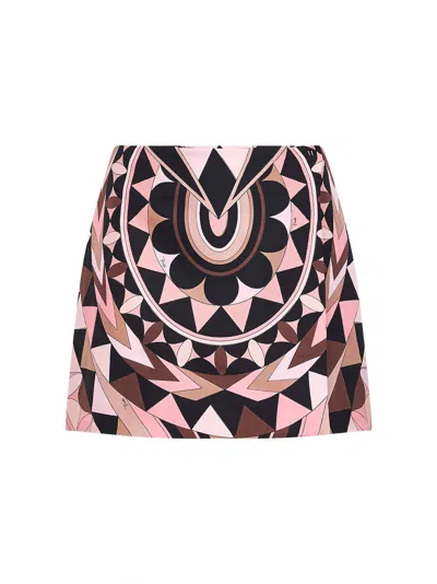 Pucci Nude Manuba-print Silk Twill Wrap Miniskirt In Pink