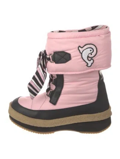 Pre-owned Pucci Nylon Colorblock Pattern Lace-up Boots In Pink