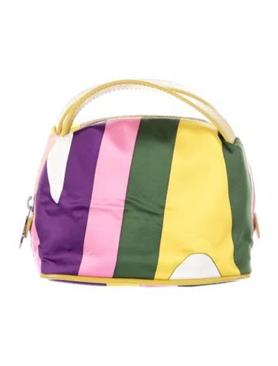 Pre-owned Pucci Nylon Cosmetic Bag In White