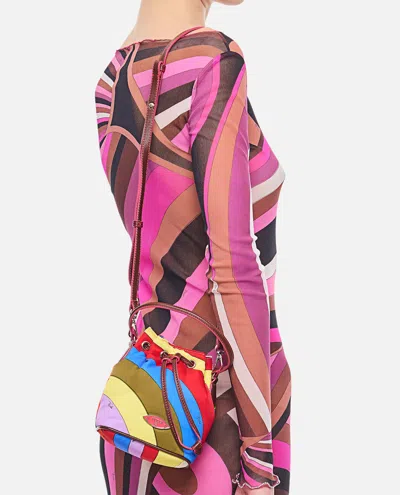 Pucci Nylon Drawtring Pouch Bag Small In Multicolour