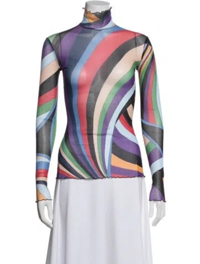 Pre-owned Pucci Nylon Printed Top In Blue