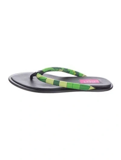 Pre-owned Pucci Nylon Striped Flip Flops In Green