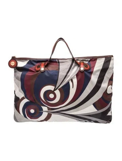 Pre-owned Pucci Nylon Top Handle Bag In Brown