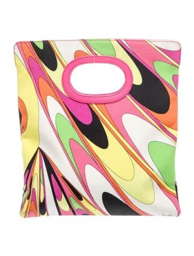 Pre-owned Pucci Nylon Top Handle Bag In Pink