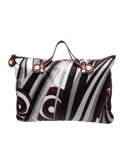 Pre-owned Pucci Nylon Top Handle Bag In Silver