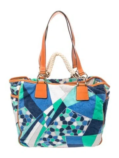 Pre-owned Pucci Nylon Tote In Blue