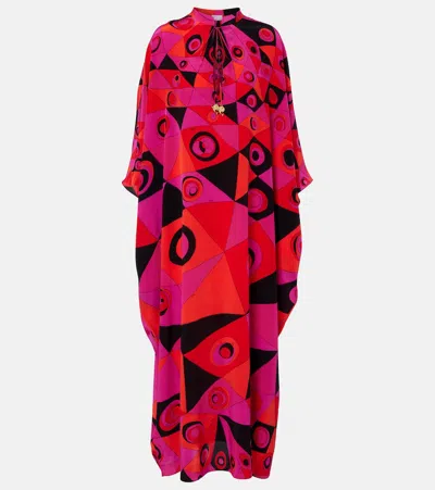 Pucci Printed Silk Maxi Kaftan Dress In Pink