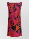 Pucci Fuchsia And Black Occhi-print Silk Twill Mini Dress In Pink