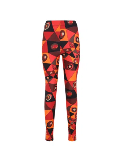 Pucci Occhi Geometric-print Trousers In Red