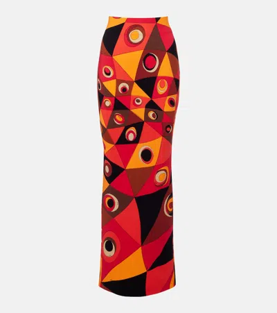 Pucci Occhi Jersey Maxi Skirt In Multi