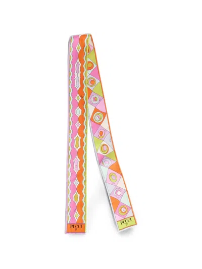 Pucci Occhi Mixed-print Silk Twill Scarf In Gray