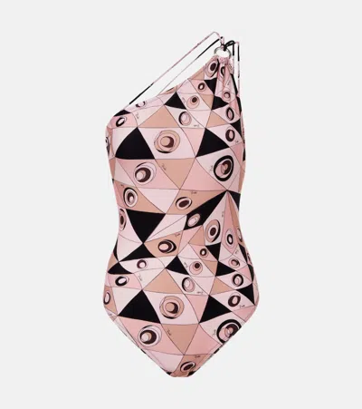 PUCCI OCCHI ONE-SHOULDER SWIMSUIT