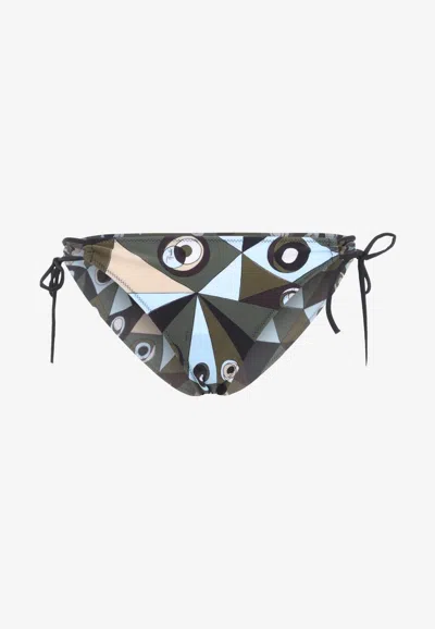 Pucci Geometric Low Rise Polyamide Bikini Bottom In Multi