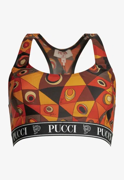 Pucci Occhi Print Cropped Top In Multi