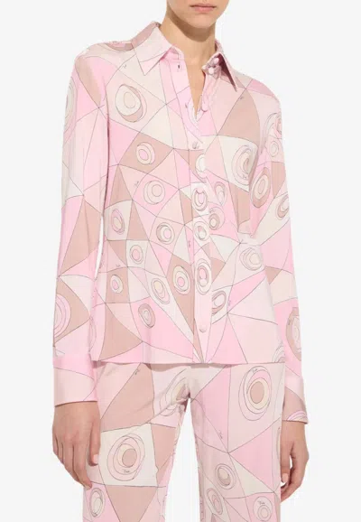 Pucci Occhi Print Long-sleeved Shirt In Pink