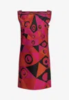 Pucci Fuchsia And Black Occhi-print Silk Twill Mini Dress In Pink