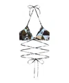 Pucci Lycra Wrap Triangle Bikini Bra Top In Black