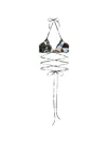 Pucci Lycra Wrap Triangle Bikini Bra Top In Multi