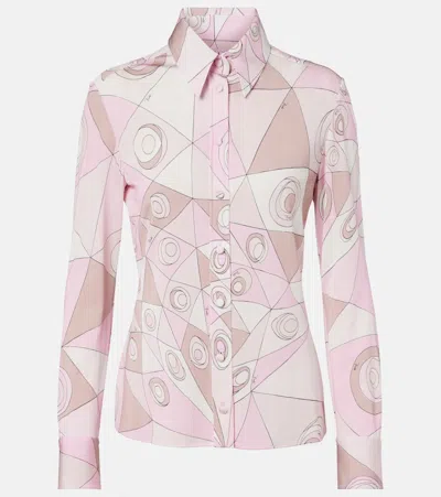 Pucci Occhi Satin Jersey Shirt In Pink