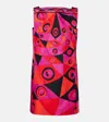 Pucci Fuchsia And Black Occhi-print Silk Twill Mini Dress In Multi