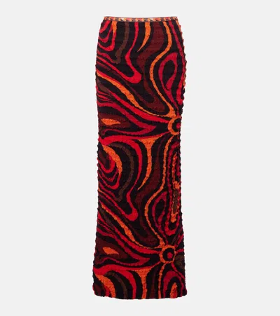 Pucci Occhi Smocked Maxi Skirt In Multi