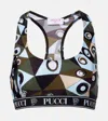 Pucci Logo-band Printed Performance Bra In Multi