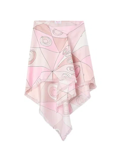 Pucci Occhi-print Asymmetrical Silk Skirt In Pink