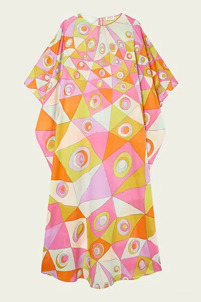 PUCCI OCCHI-PRINT COTTON LONG KAFTAN IN MULTICOLOR