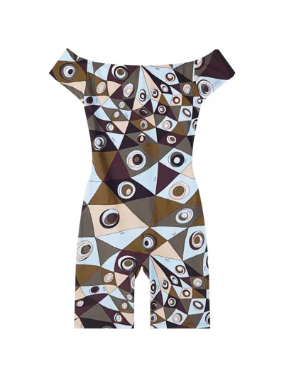 Pucci Printed Short Jumpsuit In Brown