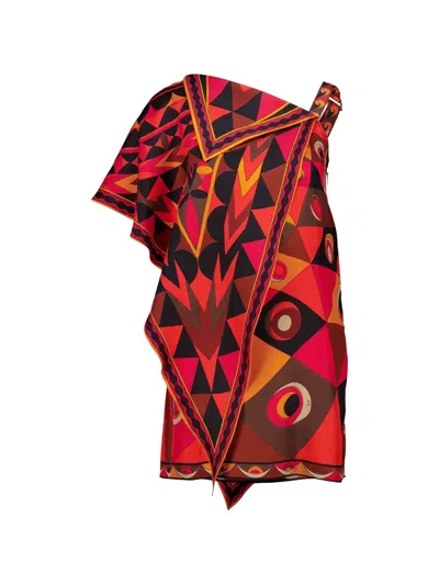 Pucci Occhi-print Silk Mini Dress In Red