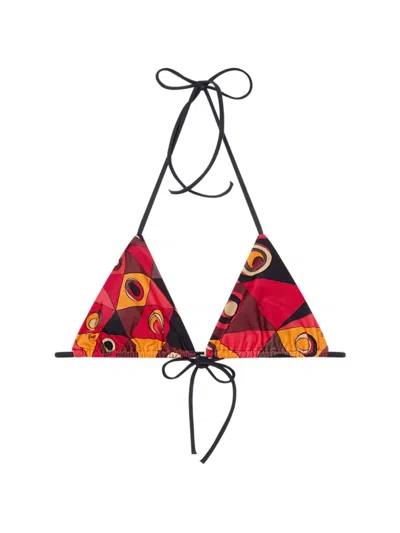 Pucci Occhi-print Triangle Bikini Top In Red