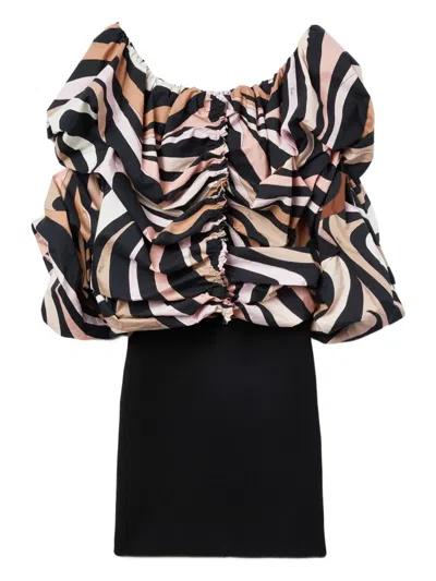 Pucci Off-shoulder Puff-sleeve Dress In Multi