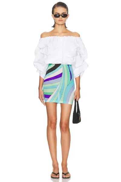 Pucci Off The Shoulder Mini Dress In White