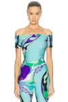 Pucci Off The Shoulder Top In Blue