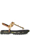 Pucci Onde Leather Sandals In Brown