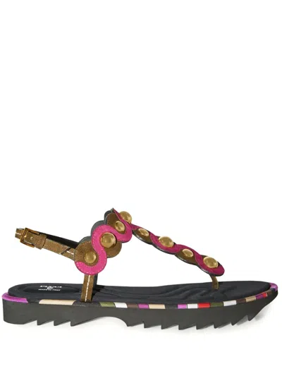 Pucci Onde Leather Sandals In Pink