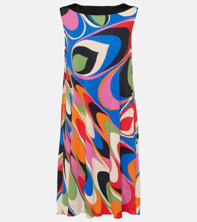 Pucci Onde Printed Cotton-blend Terry Mini Dress In Blue
