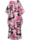 Pucci Waves Print Cotton Kaftan Clothing In Pink & Purple