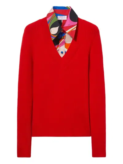Pucci Onde-print Sweater In Red
