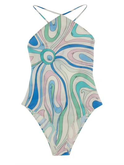 Pucci One-piece Swimsuit In Baby Blue