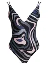 Pucci One-piece Swimsuit With Print Swimwear Black In Black
