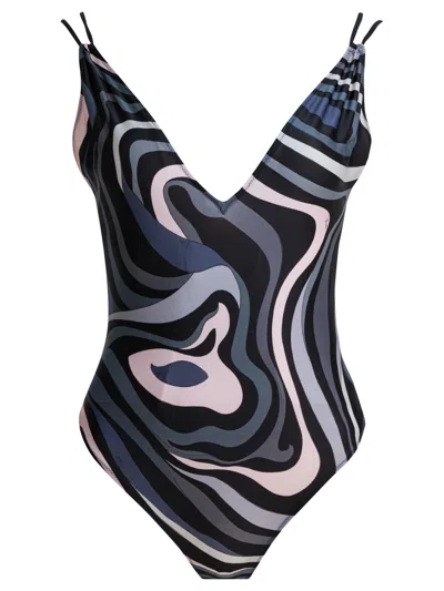 PUCCI ONE-PIECE SWIMSUIT WITH PRINT SWIMWEAR BLACK