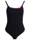 Pucci One-piece Swimsuit With Printed Edges Swimwear Black In Black