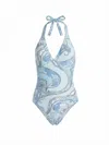 Pucci Printed One-piece Swimsuit In Blue
